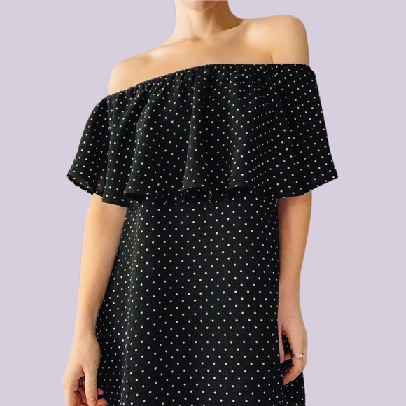 Dresses & Skirts - Off The Shoulder Polka Dot Mini Shift Dress